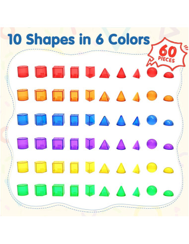 60 Piezas Formas 3D Geométricas Transparentes Yunhe