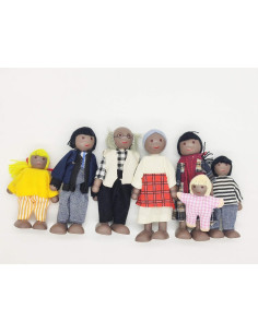 Muñecas de Madera HYSTYLE 7 Piezas Familia Africana Americana 2