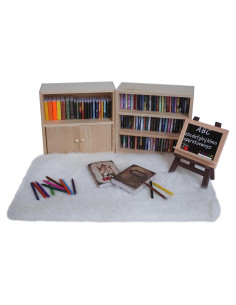 Juego de estanterías miniatura KIMO para casa de muñecas 1:12