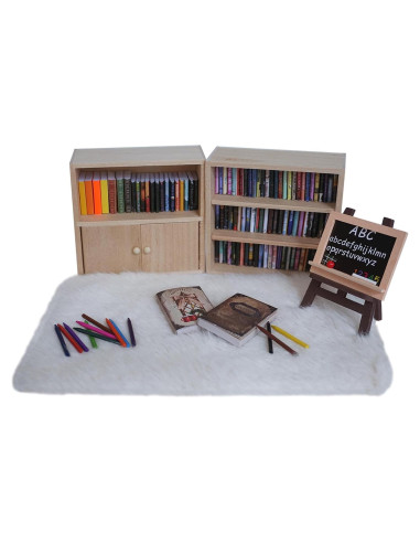 Juego de estanterías miniatura KIMO para casa de muñecas 1:12