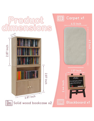 Juego de estanterías miniatura KIMO para casa de muñecas 1:12