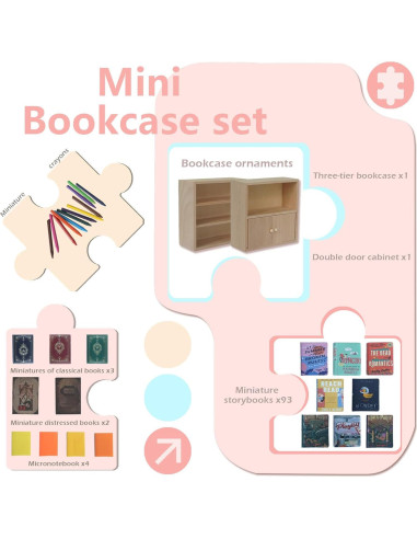 Juego de estanterías miniatura KIMO para casa de muñecas 1:12