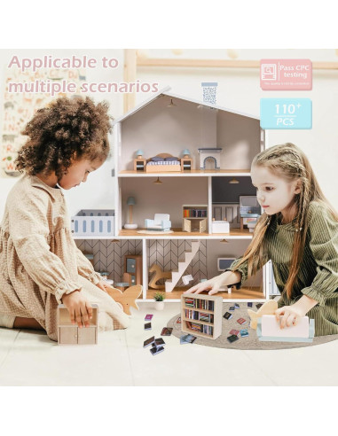 Juego de estanterías miniatura KIMO para casa de muñecas 1:12