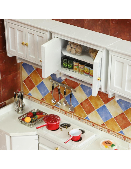Estante de Cocina Miniatura iLAND 1:12 Blanco Country Moderno