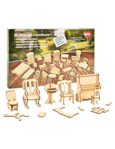 Muebles de Casa de Muñecas de Madera BOHS 1:12 - 28 Piezas