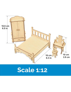 Muebles de Casa de Muñecas de Madera BOHS 1:12 - 28 Piezas 2