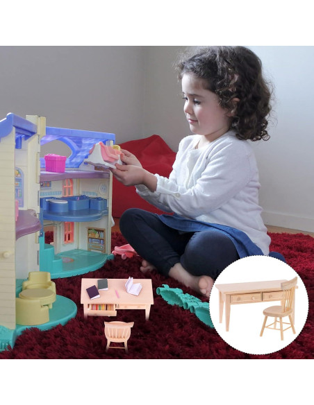 Muebles Miniatura para Casa de Muñecas Haomian - Mesa y Silla