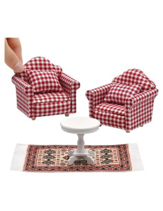 Juego de Muebles para Casa de Muñecas iLAND 1:12 Sofás y Mesa