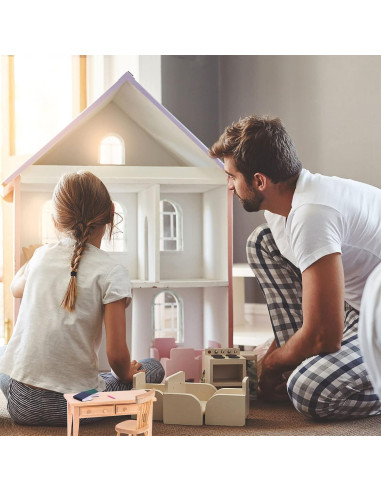Muebles Miniatura para Casa de Muñecas Haomian - Mesa y Silla