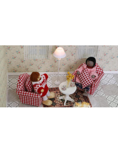 Juego de Muebles para Casa de Muñecas iLAND 1:12 Sofás y Mesa