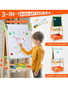 Caballete de Madera Doble Cara Rundad para Niños 3-12 Años 2