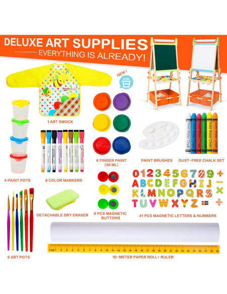 Caballete de Madera Doble Cara Rundad para Niños 3-12 Años