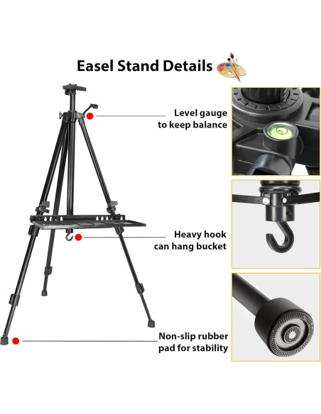 Caballete de Arte PUJIANG Ajustable 50.8-154.9 cm con Bolsa