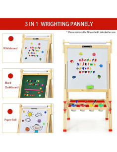 Caballete de Arte EAQ para Niños Ajustable 3 en 1 Madera 2