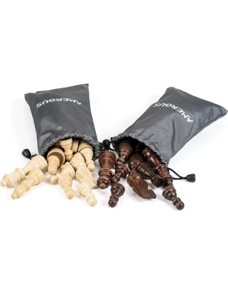 Piezas de Ajedrez Magnéticas de Madera AMEROUS 7.69 cm