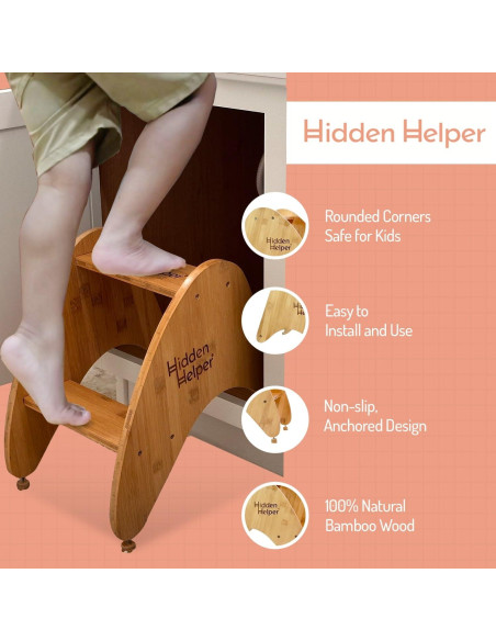 Taburete Plegable Hidden Helper para Niños de Madera 2 Pasos