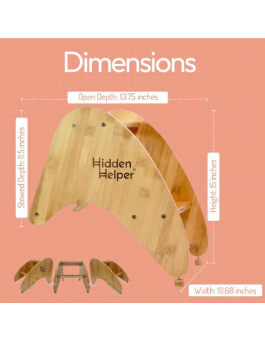 Taburete Plegable Hidden Helper para Niños de Madera 2 Pasos
