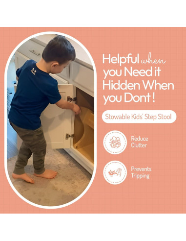 Taburete Plegable Hidden Helper para Niños de Madera 2 Pasos