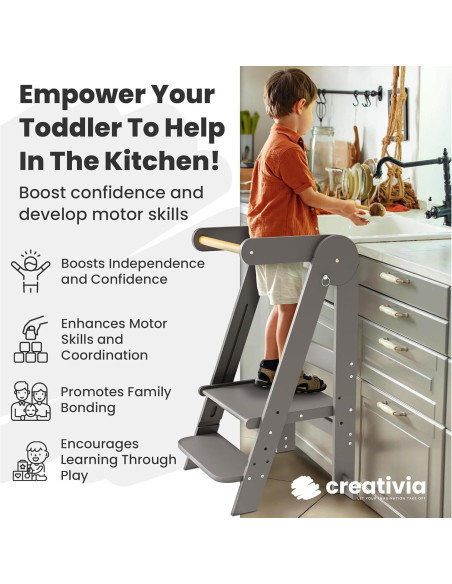 Torre de Cocina Plegable Creativia para Niños Pequeños 3 Alturas