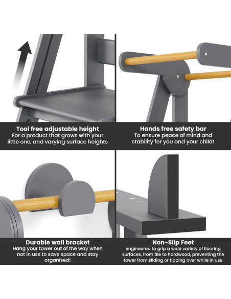 Torre de Cocina Plegable Creativia para Niños Pequeños 3 Alturas