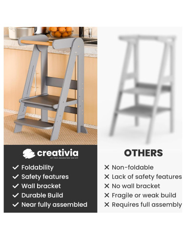 Torre de Cocina Plegable Creativia para Niños Pequeños 3 Alturas