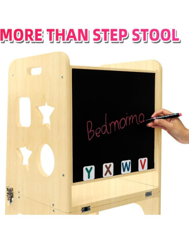 Escalera de Cocina Montessori Bedmoimo para Niños - Madera Natural