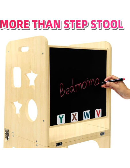 Escalera de Cocina Montessori Bedmoimo para Niños - Madera Natural