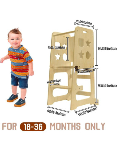 Escalera de Cocina Montessori Bedmoimo para Niños - Madera Natural
