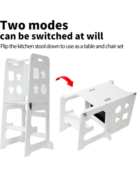 Escalera de cocina para niños Bedmoimo, blanca, 2 escalones