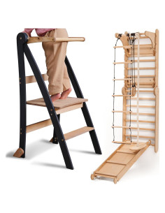 Torre de Aprendizaje Montessori 6-en-1 con Escalera Sueca