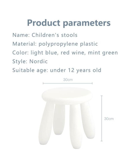 Taburete Infantil Soerreo Blanco 30 cm Resistente y Ligero