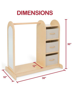 Armario Infantil Monlúrd 100% Abeto con Espejo - Montessori 2
