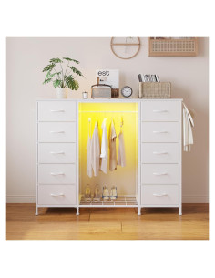 Cómoda LUMTOK 10 Cajones con Estante Colgante y LED