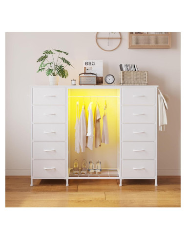 Cómoda LUMTOK 10 Cajones con Estante Colgante y LED