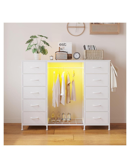 Cómoda LUMTOK 10 Cajones con Estante Colgante y LED