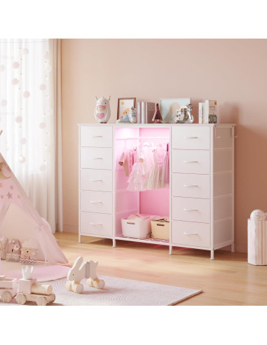 Cómoda LUMTOK 10 Cajones con Estante Colgante y LED