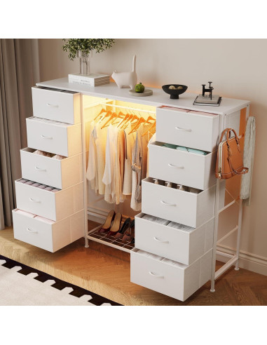 Cómoda LUMTOK 10 Cajones con Estante Colgante y LED