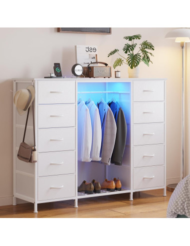 Cómoda LUMTOK 10 Cajones con Estante Colgante y LED