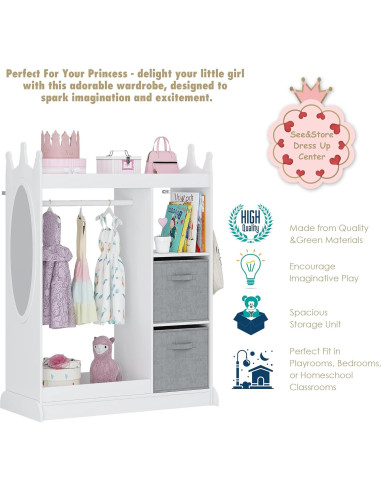 Armario de Juego para Niños UTEX con Espejo y Almacenamiento