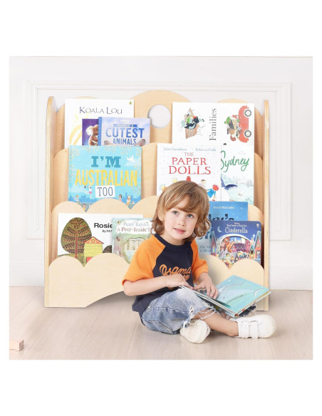 Estantería de Madera KRAND 3 Niveles para Niños - Librero Montessori