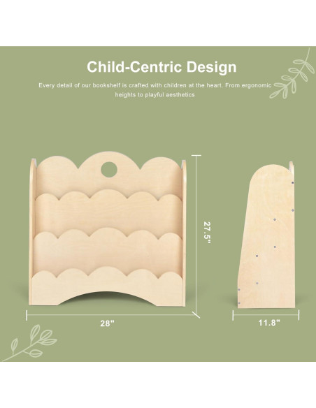 Estantería de Madera KRAND 3 Niveles para Niños - Librero Montessori