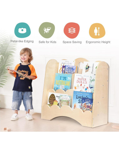 Estantería de Madera KRAND 3 Niveles para Niños - Librero Montessori