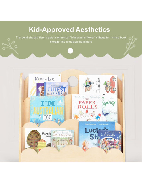 Estantería de Madera KRAND 3 Niveles para Niños - Librero Montessori