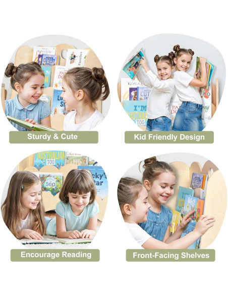 Estantería de Madera KRAND 3 Niveles para Niños - Librero Montessori