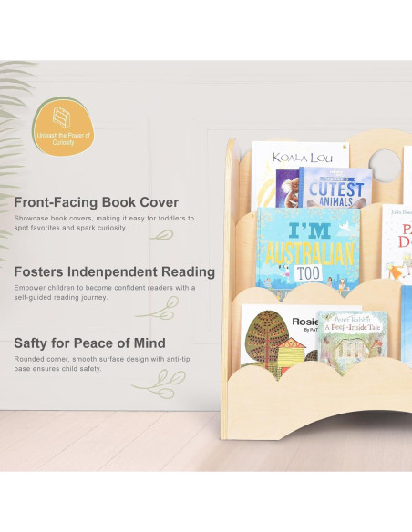 Estantería de Madera KRAND 3 Niveles para Niños - Librero Montessori