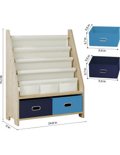 Estante de Libros para Niños EXPERLAM 4 Niveles Madera Azul 2