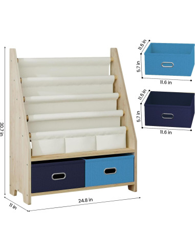 Estante de Libros para Niños EXPERLAM 4 Niveles Madera Azul