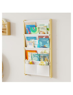 Estantería de Pared para Niños BPMFDTNL 4 Niveles Madera Blanca