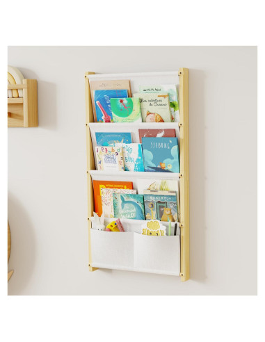 Estantería de Pared para Niños BPMFDTNL 4 Niveles Madera Blanca