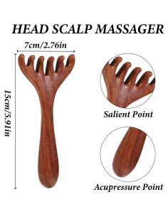 Masajeador de Cuero Cabelludo de Madera BOHUIZ - 3 Piezas 2